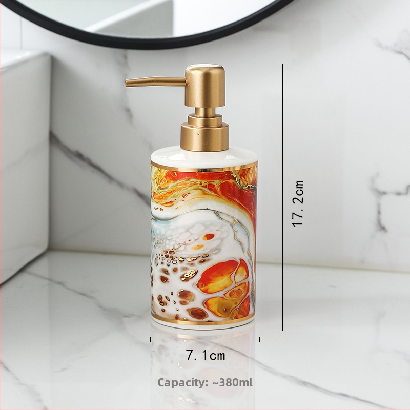 Keramická fľaša s pumpou na lotion, značka Set map, svetlý luxusný štýl, funkcia – ručné stlačenie, hmotnosť 280 g