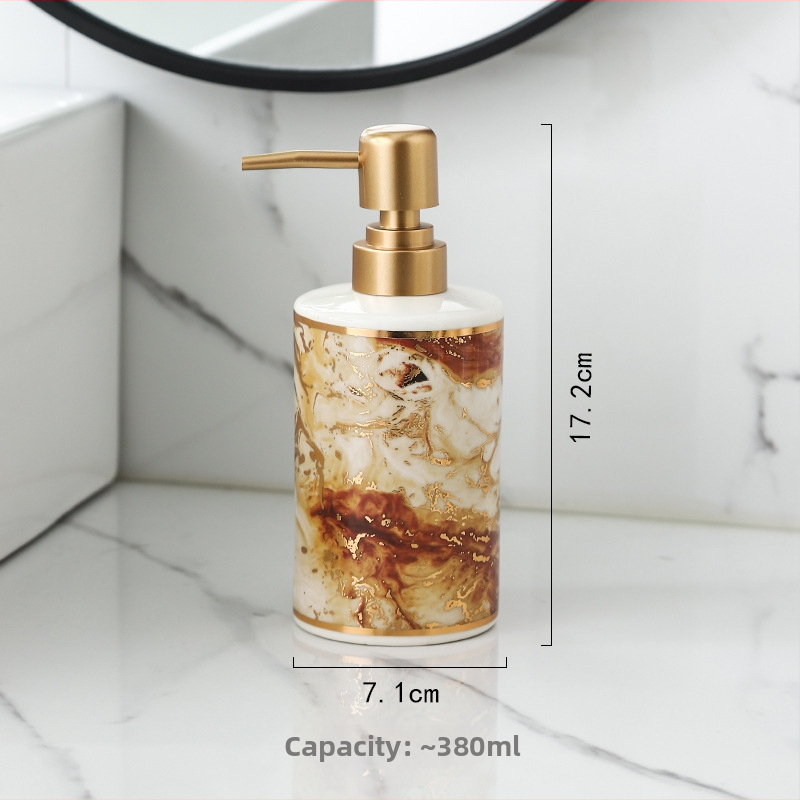 Keramická fľaša s pumpou na lotion, značka Set map, svetlý luxusný štýl, funkcia – ručné stlačenie, hmotnosť 280 g
