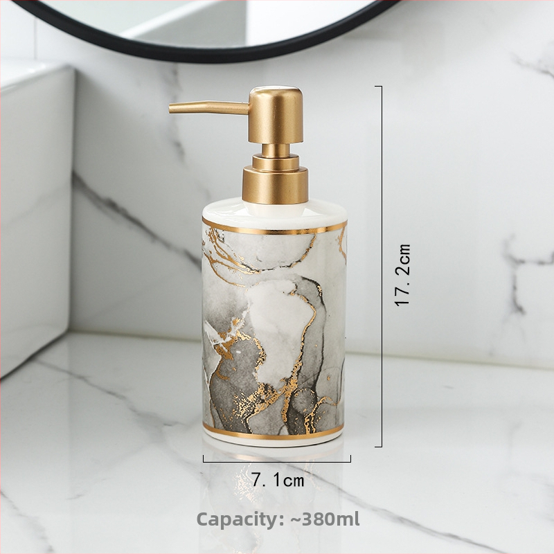 Keramická fľaša s pumpou na lotion, značka Set map, svetlý luxusný štýl, funkcia – ručné stlačenie, hmotnosť 280 g