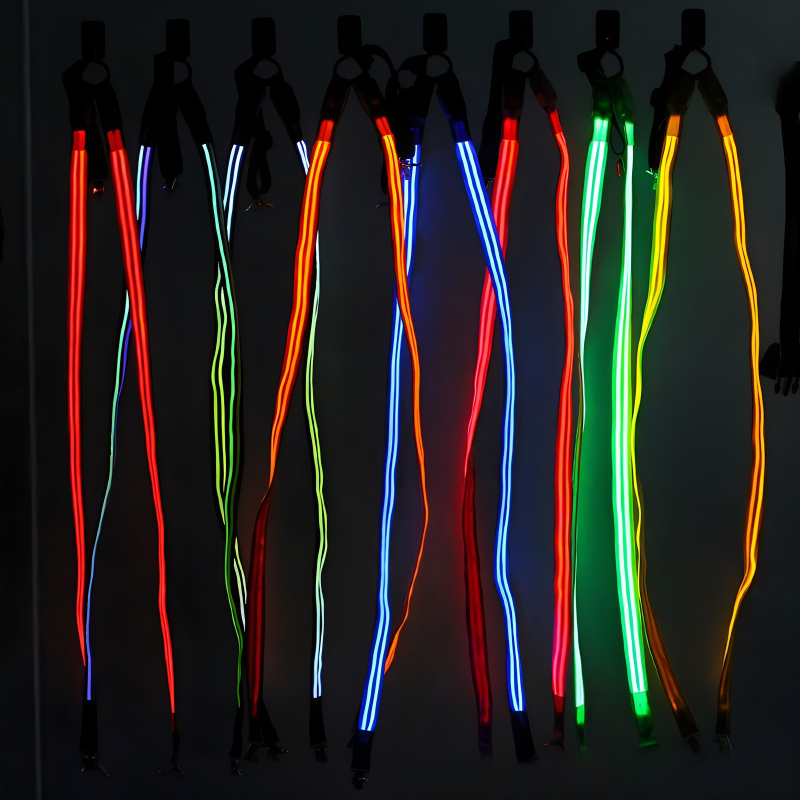 LED svjetleće naramenice s 3 kopčama, podesive, unisex, poliester, sitotisak