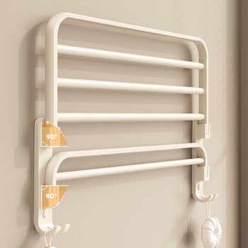 Ράφι μπάνιου για πετσέτες, εγκατάσταση χωρίς διάτρηση, 2 επίπεδα, πλαστικό και κράμα αλουμινίου, χωρητικότητα 30 kg