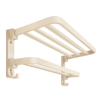 Ράφι μπάνιου για πετσέτες, εγκατάσταση χωρίς διάτρηση, 2 επίπεδα, πλαστικό και κράμα αλουμινίου, χωρητικότητα 30 kg