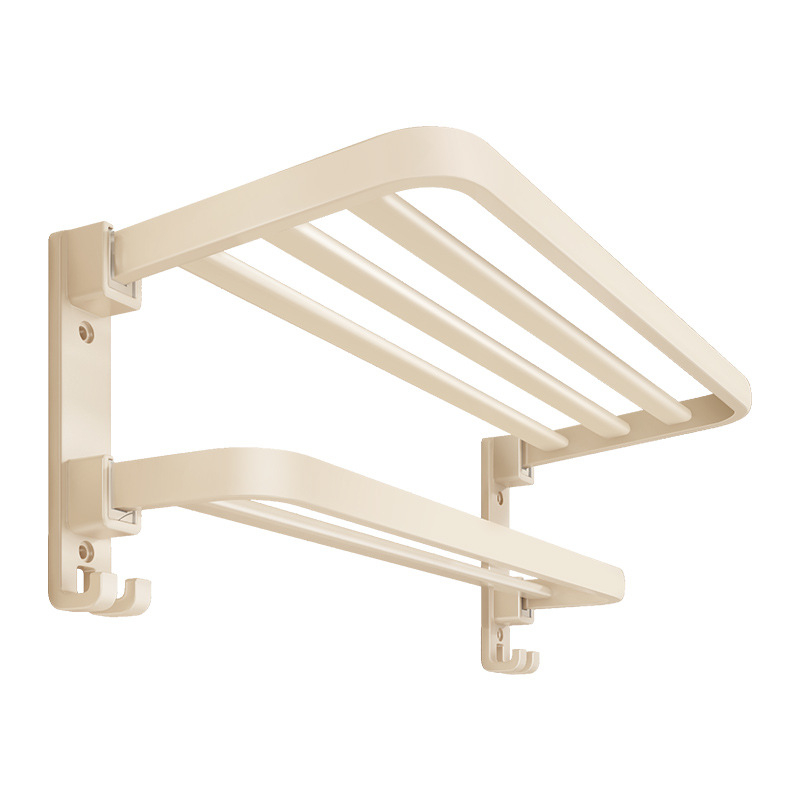 Ράφι μπάνιου για πετσέτες, εγκατάσταση χωρίς διάτρηση, 2 επίπεδα, πλαστικό και κράμα αλουμινίου, χωρητικότητα 30 kg