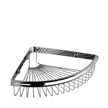 Kupaonski kutni stalak od nehrđajućeg čelika, ogledni završetak, oblik ventilatora, dvostruki sloj, nosivost 5 kg