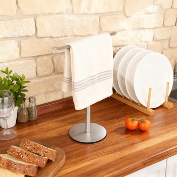 Настолен държач за кърпи от неръждаема стомана – вертикален бар, без пробиване, товароподемност 5 кг, модерен стил