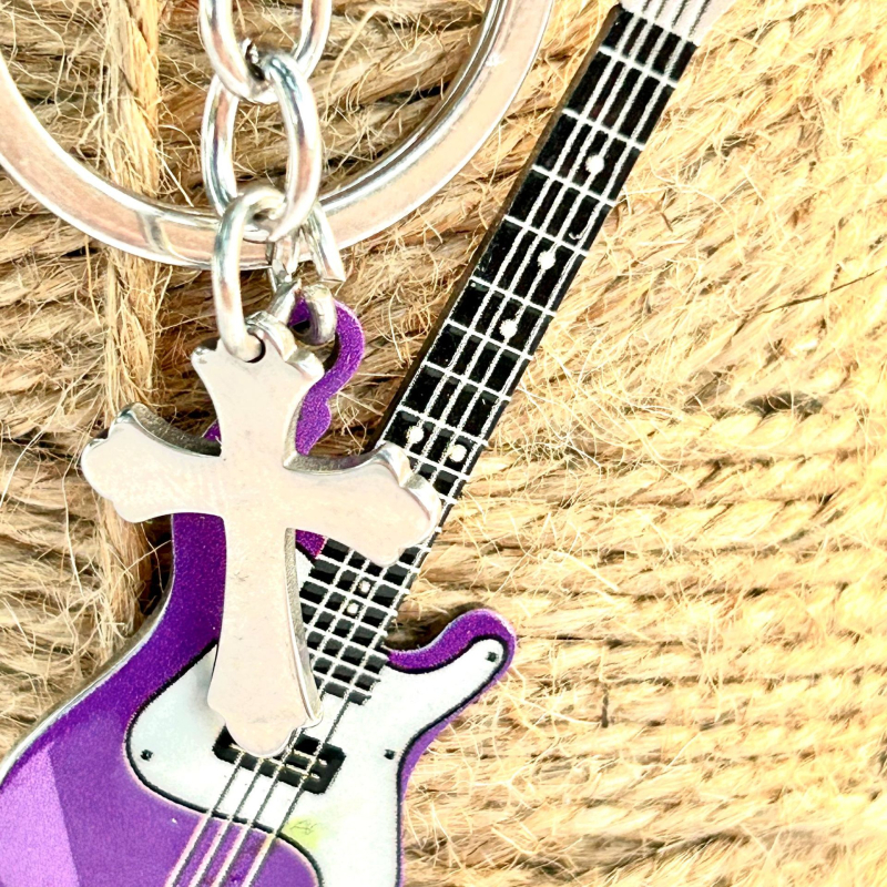 Privjesak za ključeve s gitarom od titan čelika, europski stil retro 2D dizajn, idealan poklon