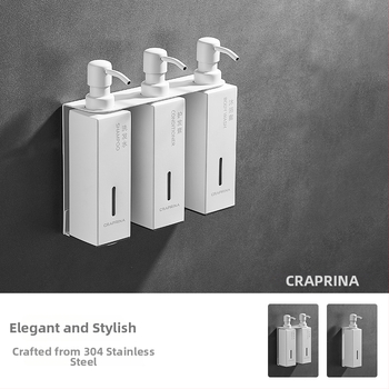Caprena Dozator de săpun din oțel inoxidabil 304, montat pe perete – set de 3, acționare manuală, pentru hoteluri