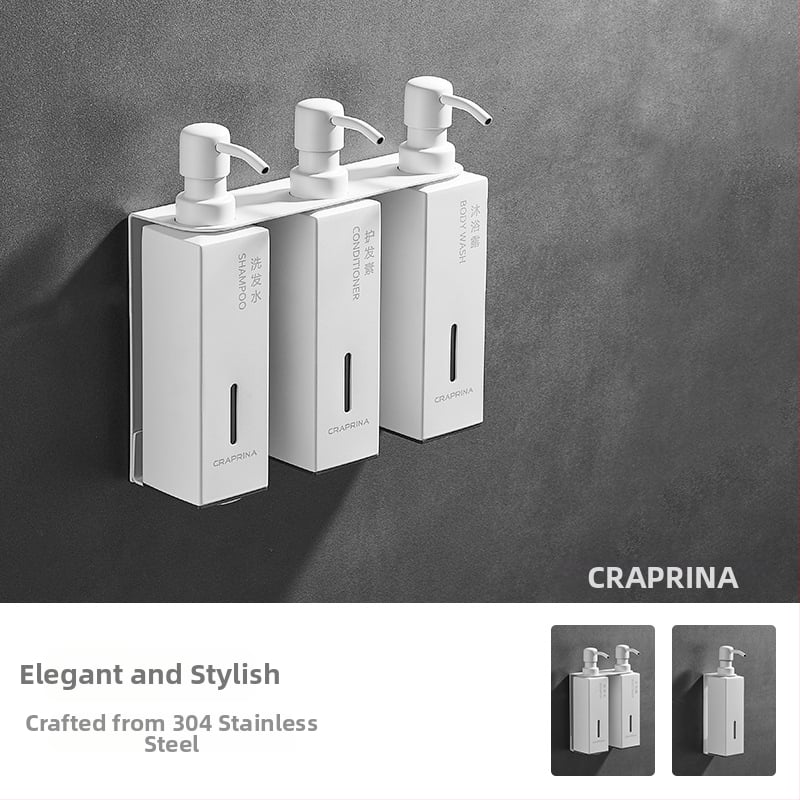 Caprena Dozator de săpun din oțel inoxidabil 304, montat pe perete – set de 3, acționare manuală, pentru hoteluri