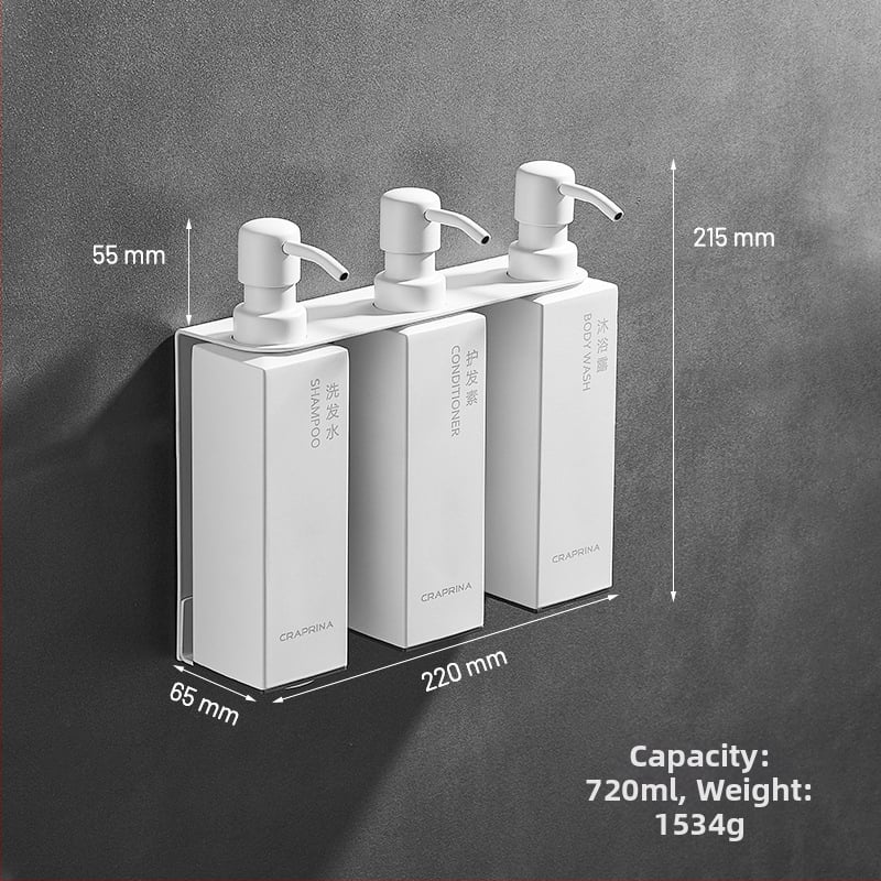 Caprena Dozator de săpun din oțel inoxidabil 304, montat pe perete – set de 3, acționare manuală, pentru hoteluri