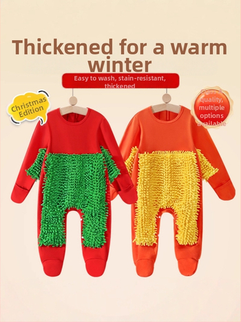 Детски гащеризон за пълзене през есенно-зимния сезон, 95% памук + 5% еластан, унисекс, дебел, дълги ръкави