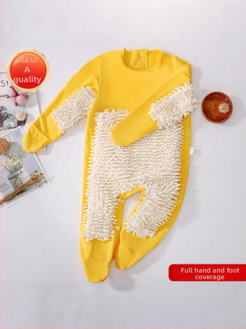 Детски гащеризон за пълзене през есенно-зимния сезон, 95% памук + 5% еластан, унисекс, дебел, дълги ръкави