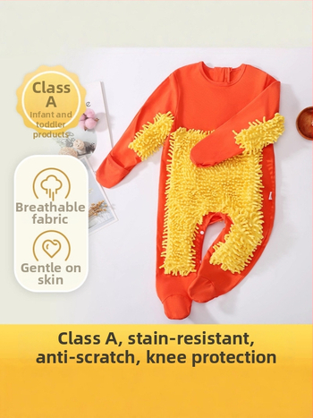 Детски гащеризон за пълзене през есенно-зимния сезон, 95% памук + 5% еластан, унисекс, дебел, дълги ръкави