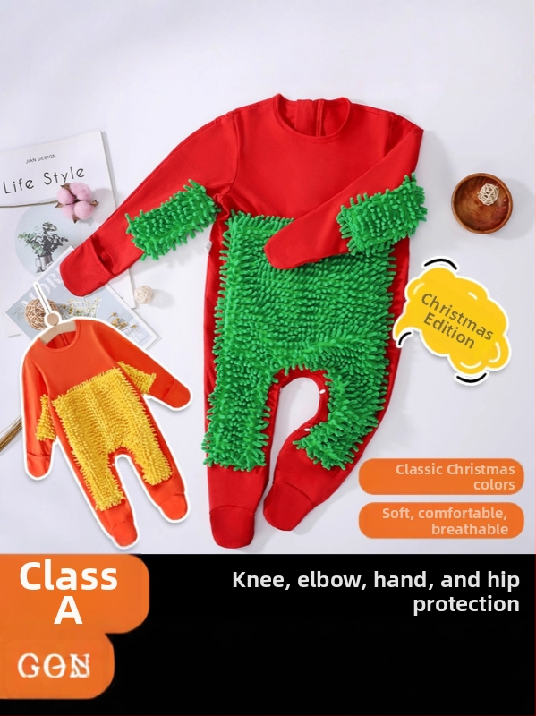 Детски гащеризон за пълзене през есенно-зимния сезон, 95% памук + 5% еластан, унисекс, дебел, дълги ръкави