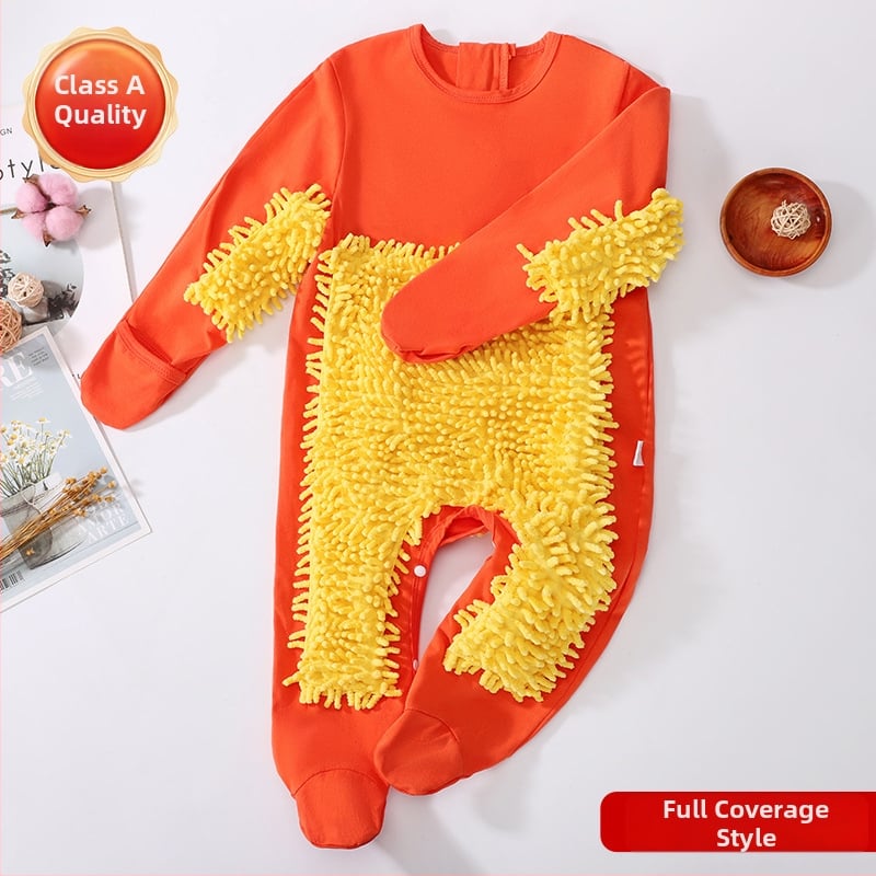 Детски гащеризон за пълзене през есенно-зимния сезон, 95% памук + 5% еластан, унисекс, дебел, дълги ръкави