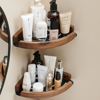 Баня ъглов рафт, стенен монтаж, фан-образен ъгъл, алуминиева сплав, товар 2 кг, единичен или двоен слой