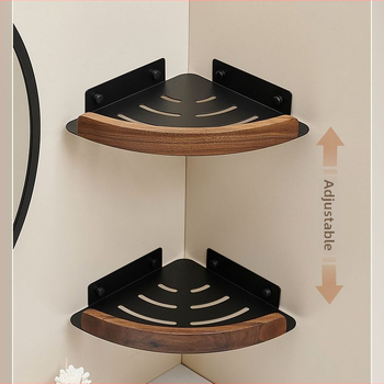 Баня ъглов рафт, стенен монтаж, фан-образен ъгъл, алуминиева сплав, товар 2 кг, единичен или двоен слой