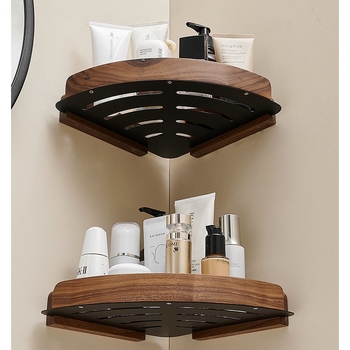 Баня ъглов рафт, стенен монтаж, фан-образен ъгъл, алуминиева сплав, товар 2 кг, единичен или двоен слой