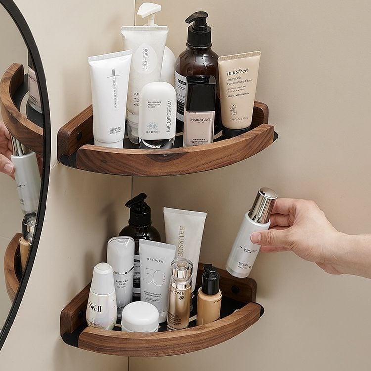 Баня ъглов рафт, стенен монтаж, фан-образен ъгъл, алуминиева сплав, товар 2 кг, единичен или двоен слой