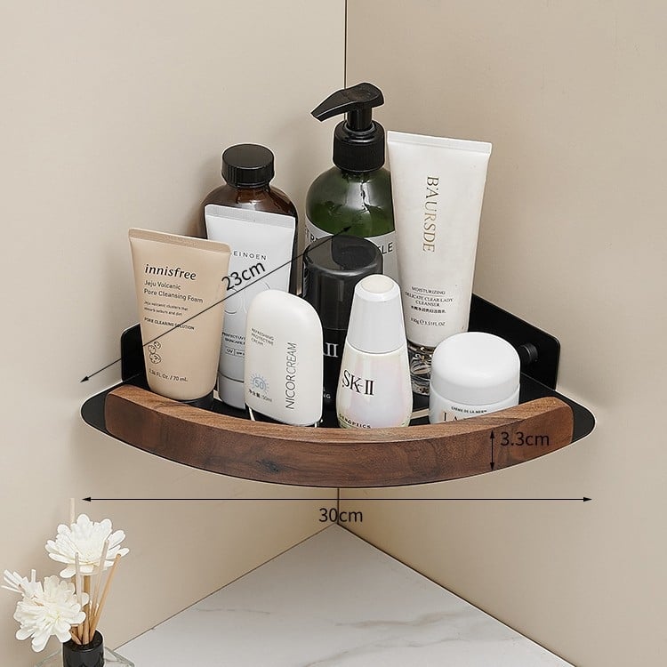 Баня ъглов рафт, стенен монтаж, фан-образен ъгъл, алуминиева сплав, товар 2 кг, единичен или двоен слой