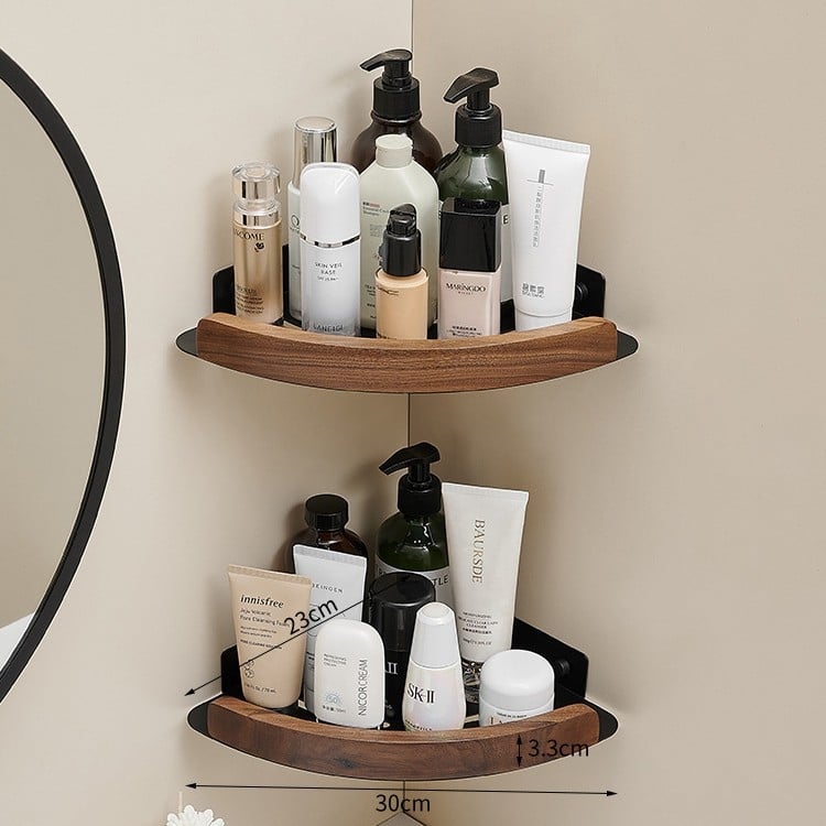 Баня ъглов рафт, стенен монтаж, фан-образен ъгъл, алуминиева сплав, товар 2 кг, единичен или двоен слой