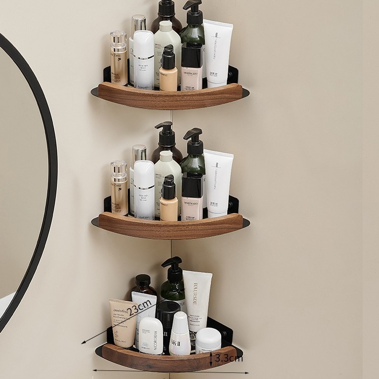 Баня ъглов рафт, стенен монтаж, фан-образен ъгъл, алуминиева сплав, товар 2 кг, единичен или двоен слой