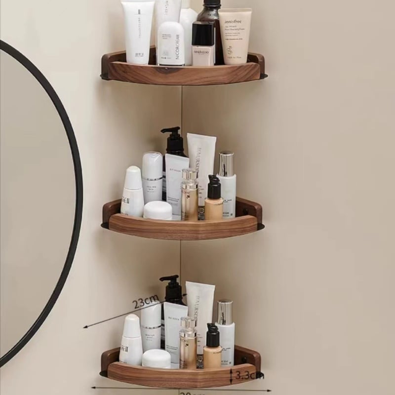 Баня ъглов рафт, стенен монтаж, фан-образен ъгъл, алуминиева сплав, товар 2 кг, единичен или двоен слой