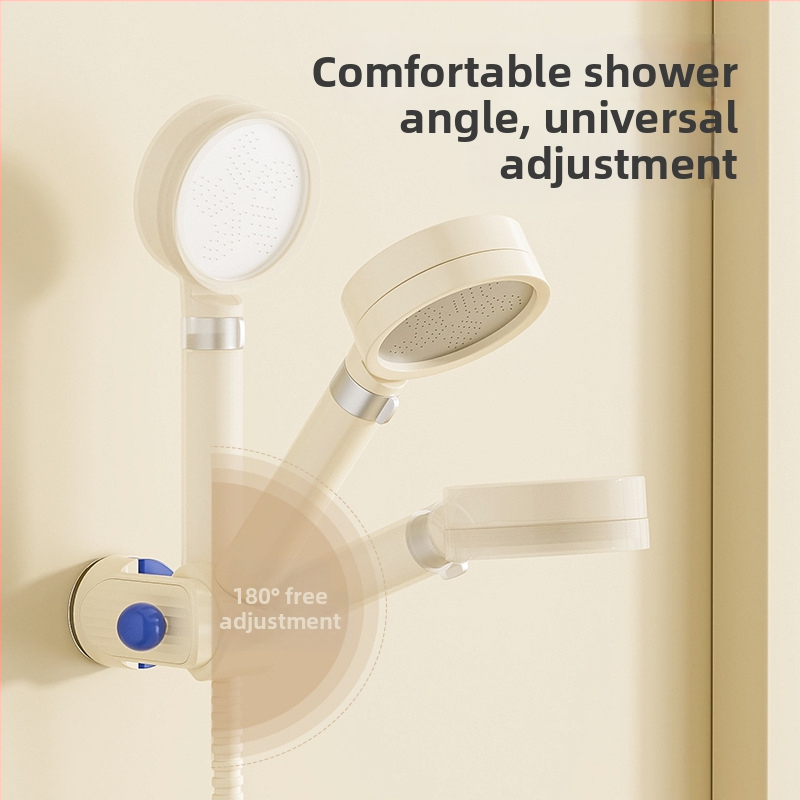 Pohyblivý držiak na sprchu so sacím príslušenstvom – na stenu, ABS, 1-úrovňová polica do kúpeľne, bez vŕtania, moderný štýl