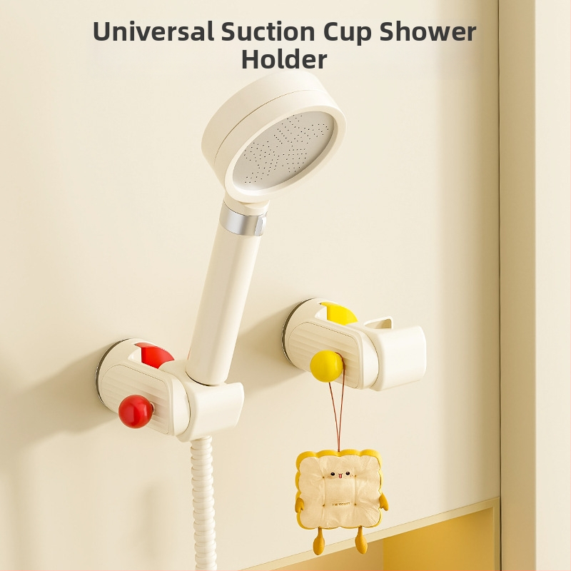 Pohyblivý držiak na sprchu so sacím príslušenstvom – na stenu, ABS, 1-úrovňová polica do kúpeľne, bez vŕtania, moderný štýl