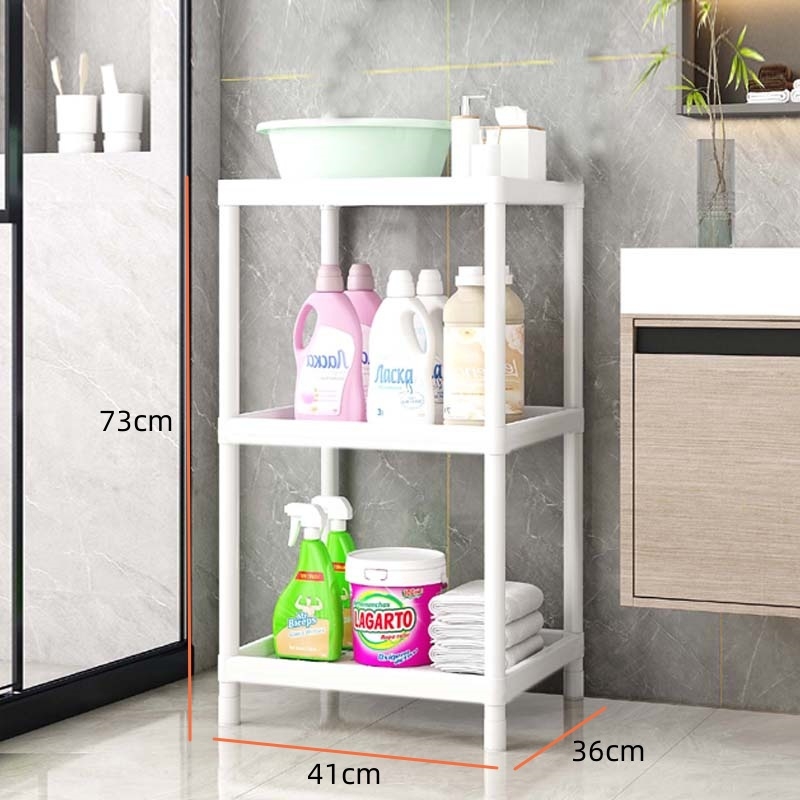 Raft de lavoar cu 3 etaje, pe podea, cu oglindă, din plastic, design simplu și modern pentru baie, mobil, montaj fără găuri