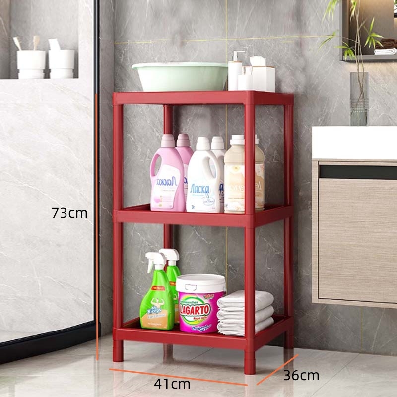 Raft de lavoar cu 3 etaje, pe podea, cu oglindă, din plastic, design simplu și modern pentru baie, mobil, montaj fără găuri