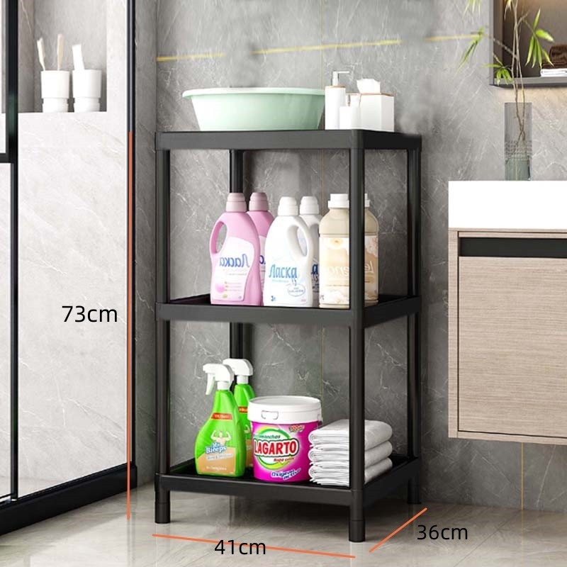 Raft de lavoar cu 3 etaje, pe podea, cu oglindă, din plastic, design simplu și modern pentru baie, mobil, montaj fără găuri