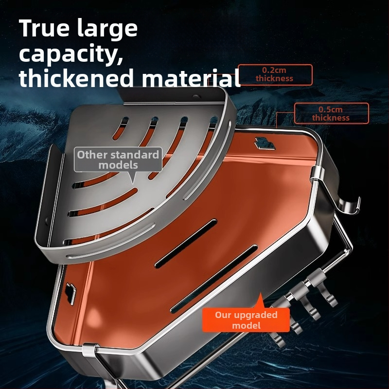 Стенна вакуумна поставка за баня с триъгълна кошница за съхранение, алуминиева сплав, модерен стил