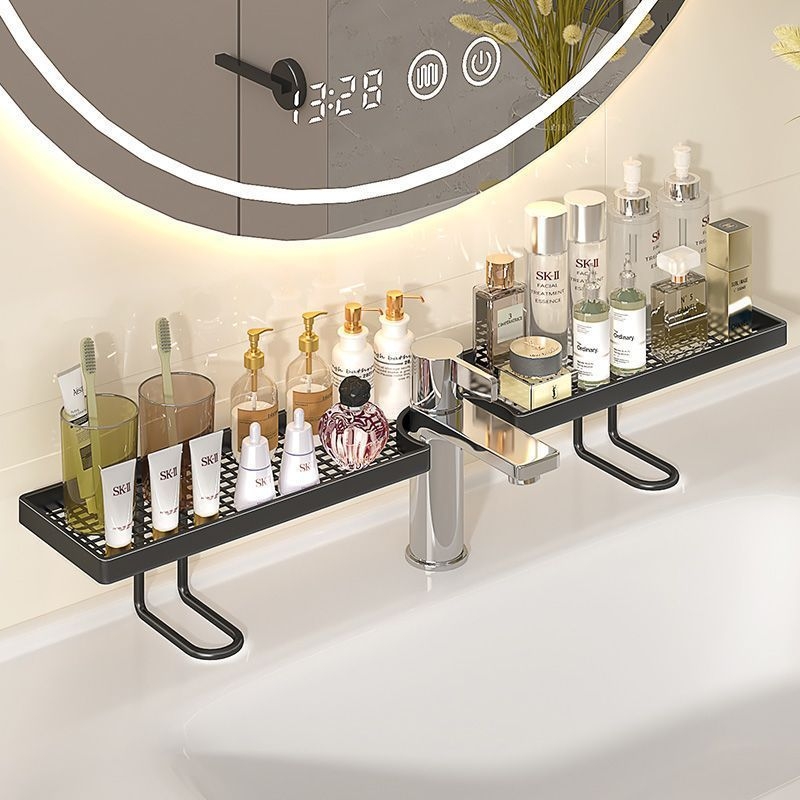 Ραφιέρα μπάνιου για νεροχύτη με βεντούζα, στρογγυλό μεταλλικό ράφι, 1 επίπεδο, απλός και μοντέρνος σχεδιασμός, CE πιστοποίηση