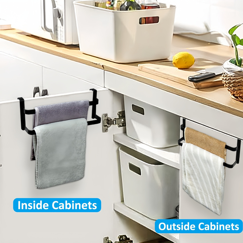 Закачалка за врата за кухня, без пробиване; метал с прахово покритие, носимост до 20 кг; антихлъзгаща, устойчива на мухъл и ръжда