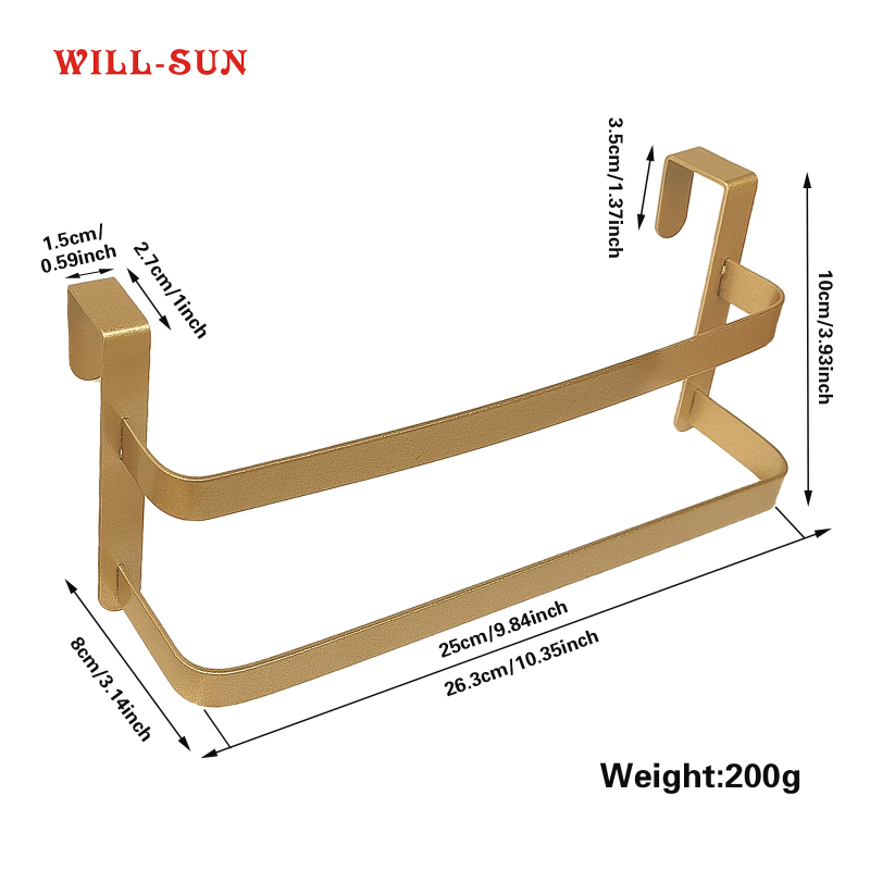 Закачалка за врата за кухня, без пробиване; метал с прахово покритие, носимост до 20 кг; антихлъзгаща, устойчива на мухъл и ръжда