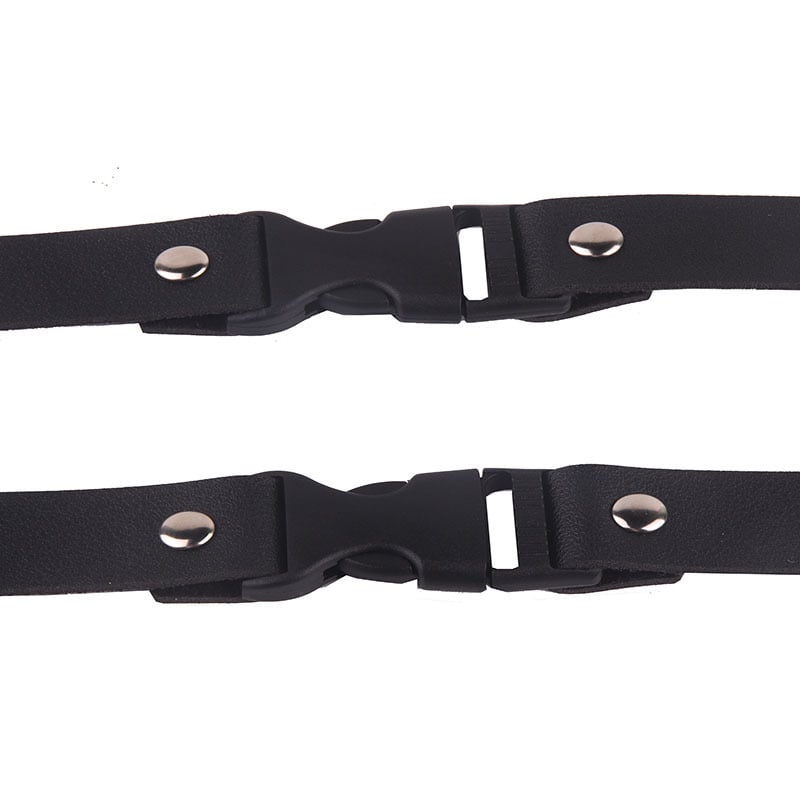 Műbőr öv kettős gyűrűvel, koreai punk stílus, állítható hosszúságú, uniszex