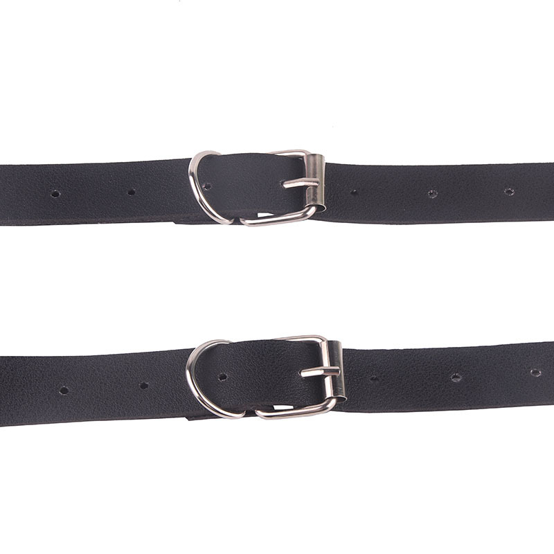 Műbőr öv kettős gyűrűvel, koreai punk stílus, állítható hosszúságú, uniszex