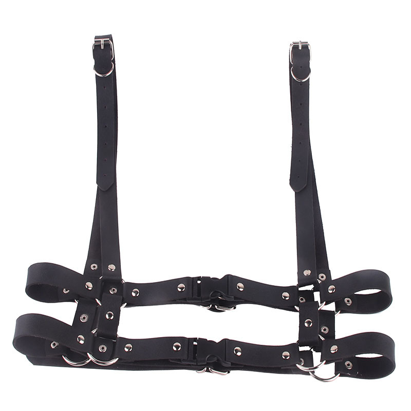 Műbőr öv kettős gyűrűvel, koreai punk stílus, állítható hosszúságú, uniszex