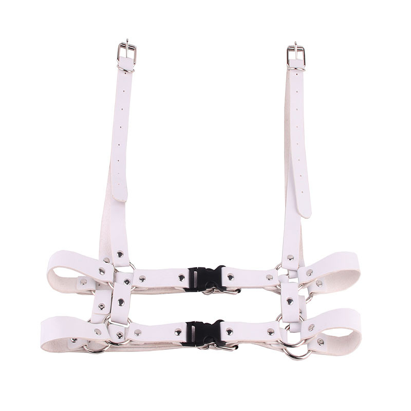 Műbőr öv kettős gyűrűvel, koreai punk stílus, állítható hosszúságú, uniszex