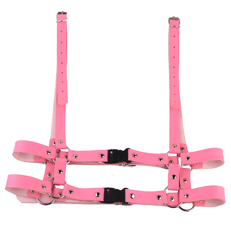 Műbőr öv kettős gyűrűvel, koreai punk stílus, állítható hosszúságú, uniszex