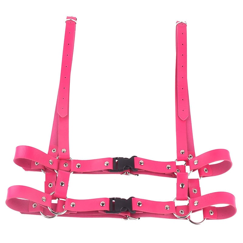 Műbőr öv kettős gyűrűvel, koreai punk stílus, állítható hosszúságú, uniszex