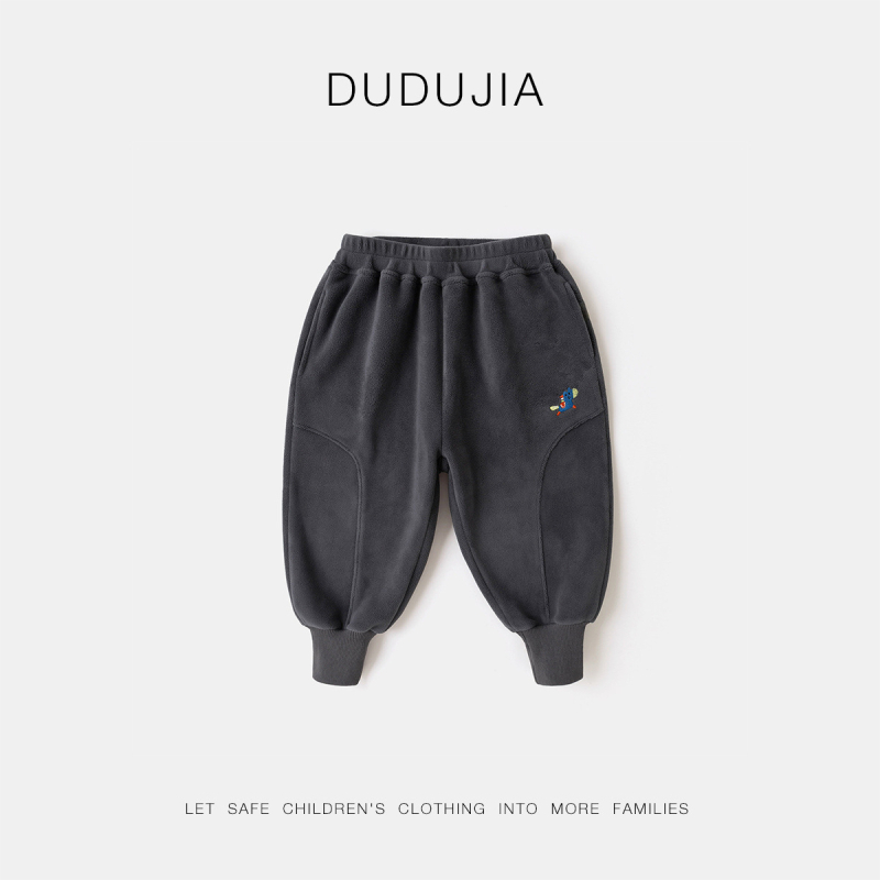 Dudu Home dječje hlače – unisex, flis podstava, jesensko-zimske s karikaturama, elastični pojas, poliester 94%