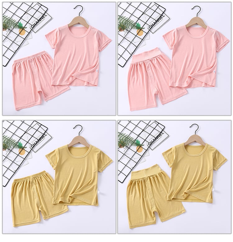 Детски комплект домашно облекло от модал, къс ръкав, кръгло деколте, 95% модал, влагопотводящ