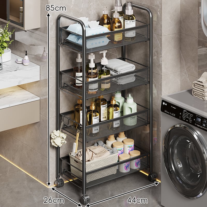 Raft de baie pe podea, 5 etaje, metal, mobil, stil modern minimalist.