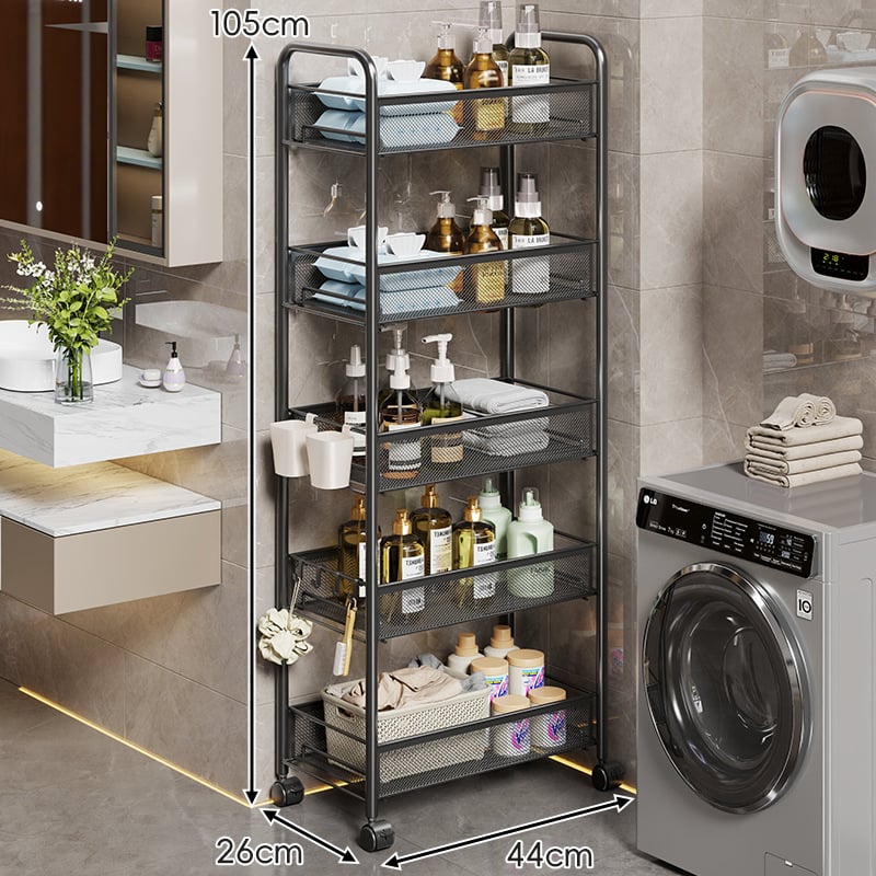 Raft de baie pe podea, 5 etaje, metal, mobil, stil modern minimalist.