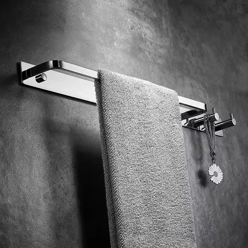 Ράγα πετσετών από ανοξείδωτο χάλυβα 304, τοίχου, μονή ράγα, μοντέρνο μινιμαλιστικό στυλ, φορτίο 5 kg