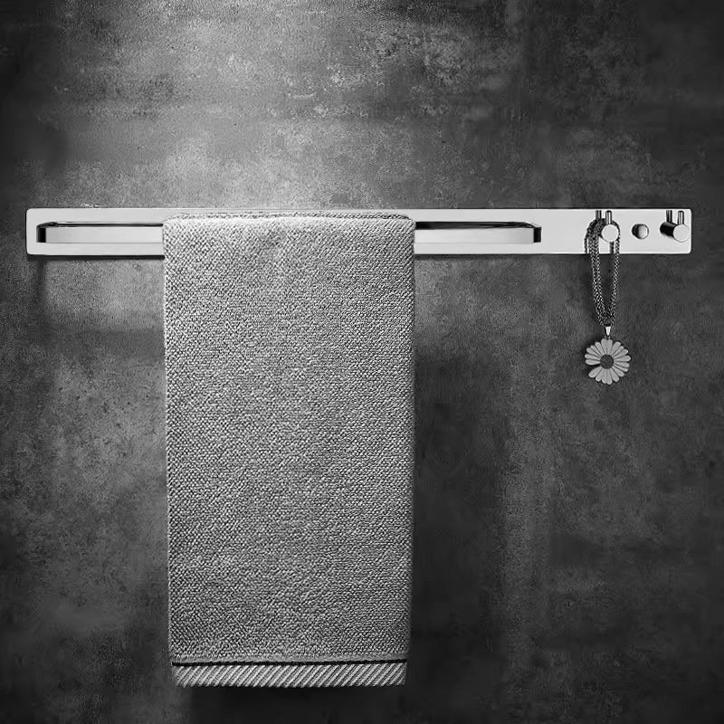 Ράγα πετσετών από ανοξείδωτο χάλυβα 304, τοίχου, μονή ράγα, μοντέρνο μινιμαλιστικό στυλ, φορτίο 5 kg