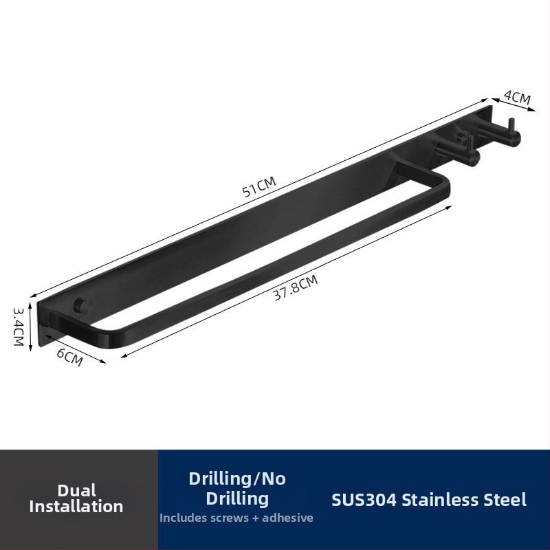 Ράγα πετσετών από ανοξείδωτο χάλυβα 304, τοίχου, μονή ράγα, μοντέρνο μινιμαλιστικό στυλ, φορτίο 5 kg