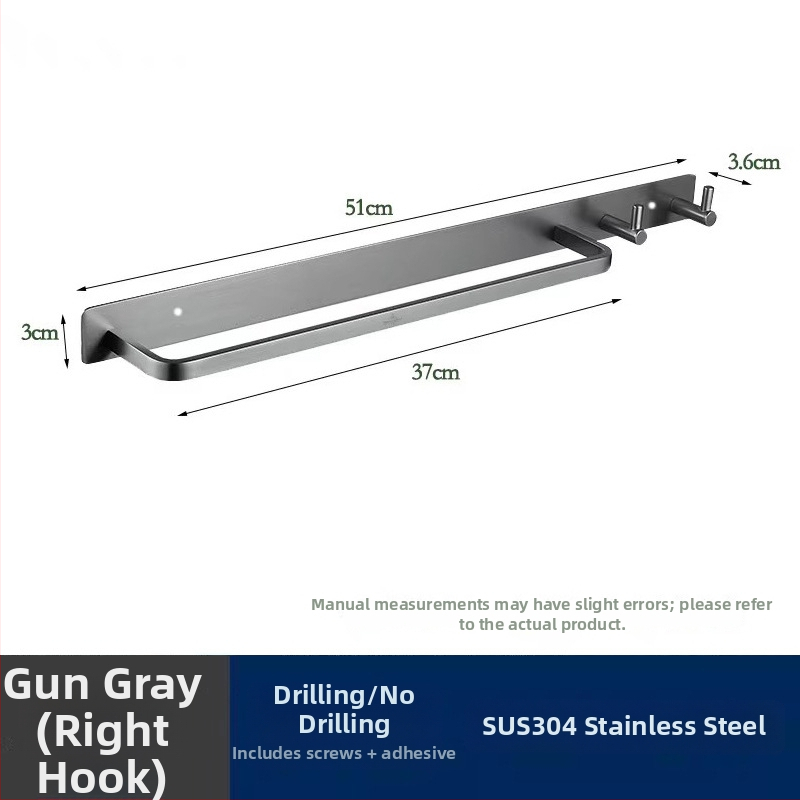 Ράγα πετσετών από ανοξείδωτο χάλυβα 304, τοίχου, μονή ράγα, μοντέρνο μινιμαλιστικό στυλ, φορτίο 5 kg