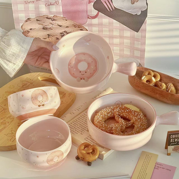 Leap art κεραμικό μπολ με ακανόνιστο σχήμα και σχέδιο καρτούν, κατάλληλο για φούρνο μικροκυμάτων